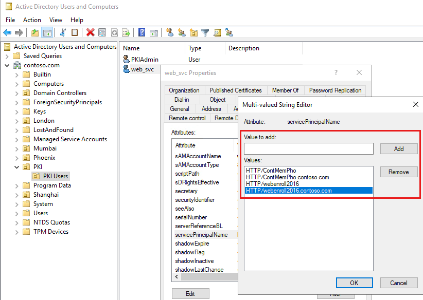 Guidance to add and configure the H T T P SPNs.