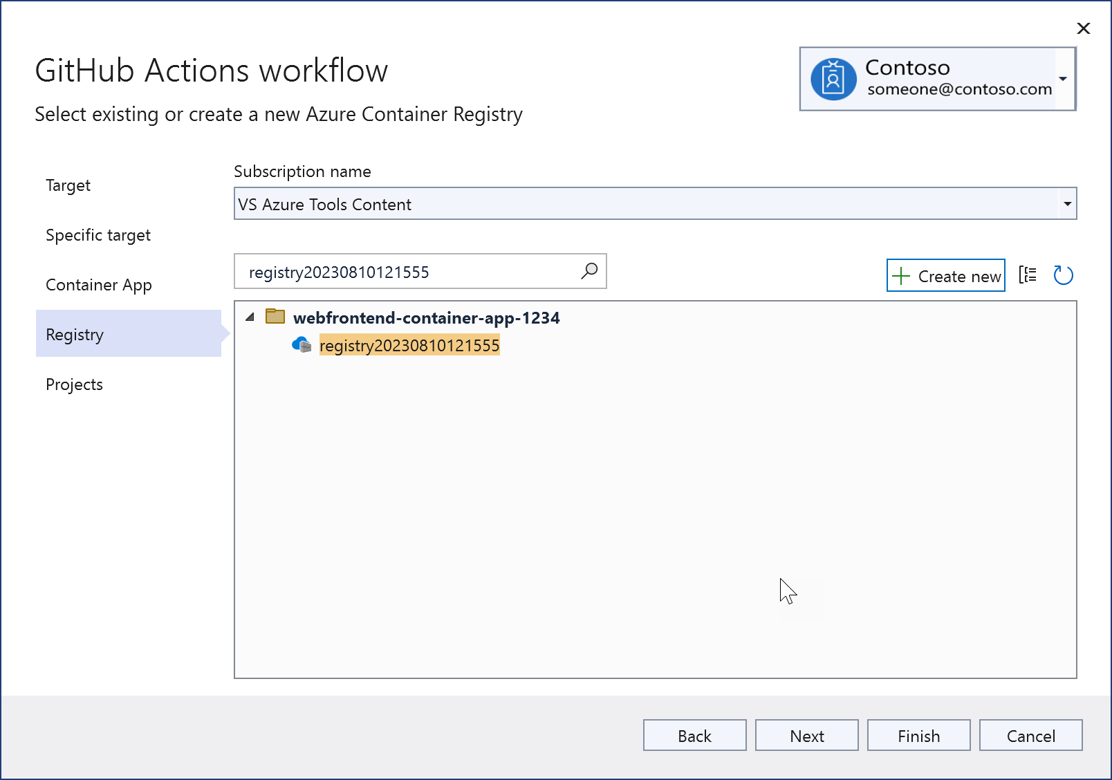 Screenshot showing creating a new Azure container registry.