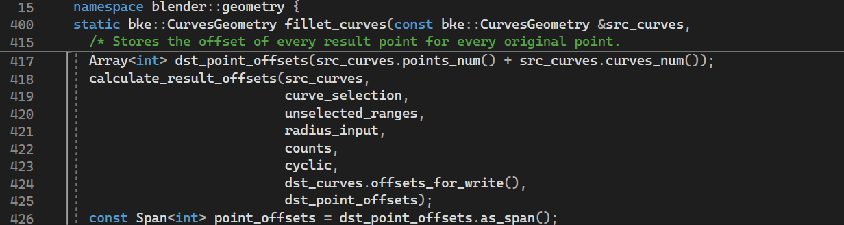 An animation of the Sticky Scroll feature being used in C++ code.