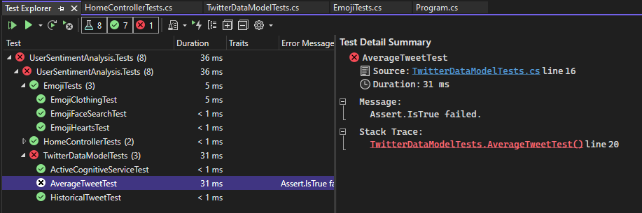 Screenshot of test execution details.