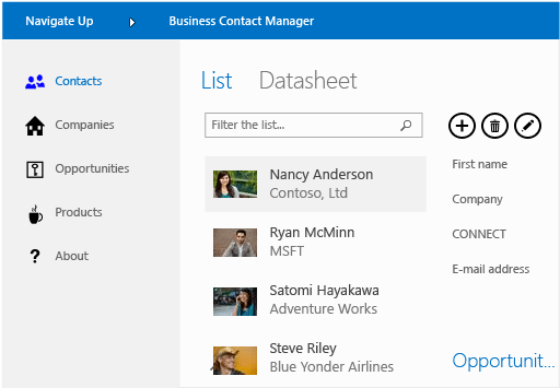 Business contact manager app for SharePoint