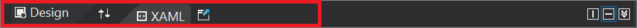 The first of the two top rows of the XAML code editor window in Visual Studio, with the left side of the first row highlighted