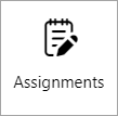 Screenshot showing the Assignments card in the dashboard toolbox.