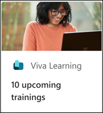 Screenshot of the Viva Learning card notifying user of upcoming required trainings.