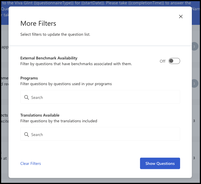 Screenshot of More Filters slider window.