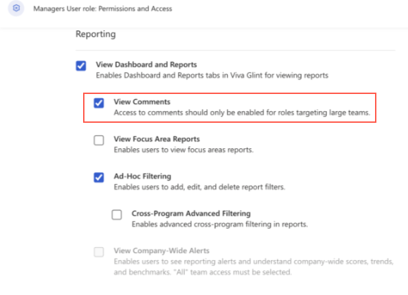 Screenshot of the View Comments checkbox.