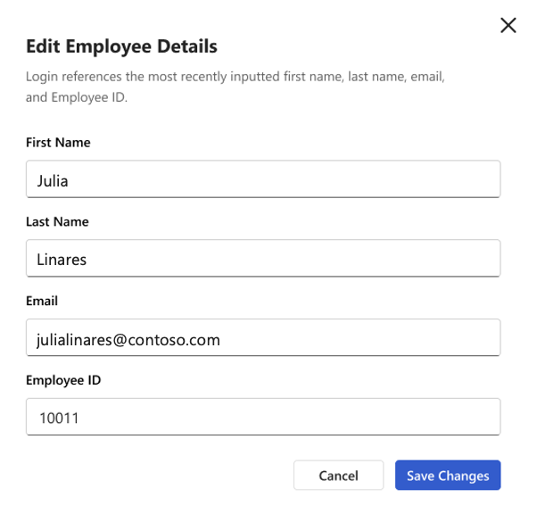 Screenshot of an employee ID update on a user's Glint profile.