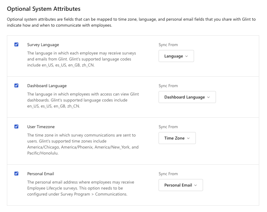 Screenshot of step 3 to map optional system attributes.