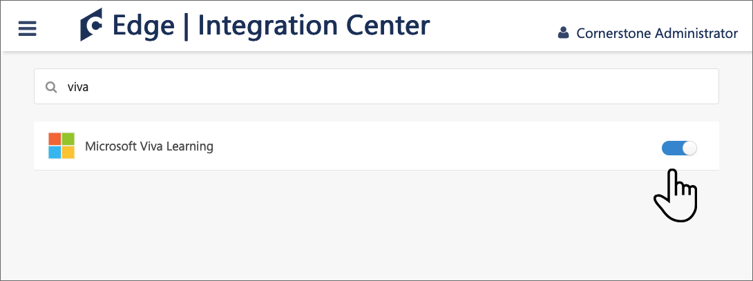 Screenshot of the Viva Learning integration toggle in the on position.