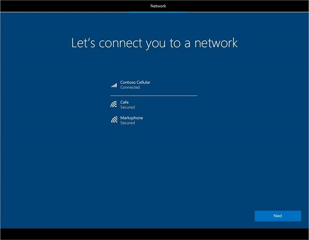 Let's connect you to a network screen, showing both wi-fi and cellular networks