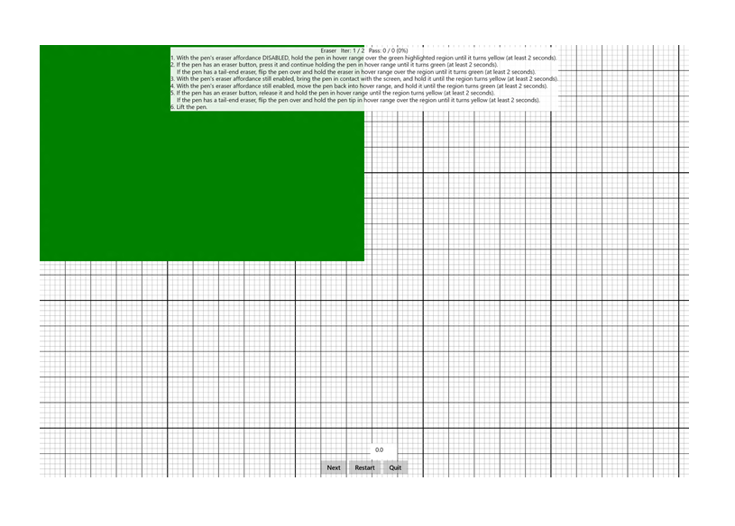 screenshot from the eraser test for a windows pen device.