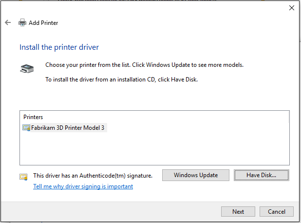 install the printer driver.