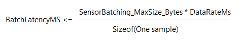 formula for the batch latency value in milliseconds.