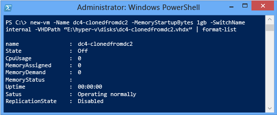 Screenshot that shows the details of the DC4-CLONEDFROMDC2 VM.