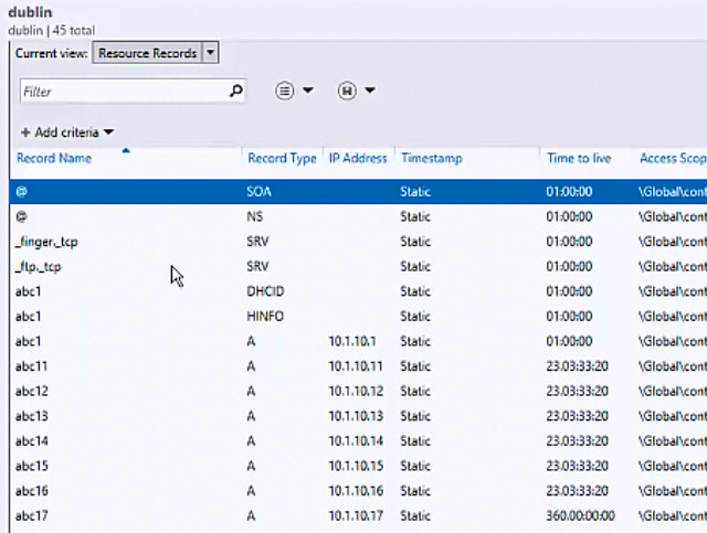 Type text to filter records