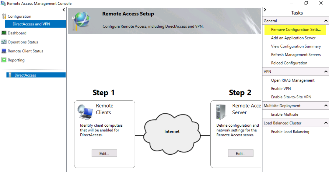 Process to remove DirectAccess from your environment