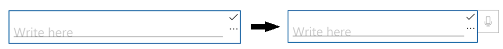 Screenshot of a HandwritingView control that occludes the dictation button, and one that is resized to ensure the dictation button is visible