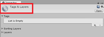 Screenshot of the Inspector panel showing Tags and Layers highlighted.