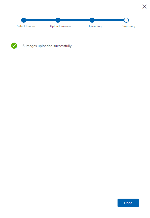 Screenshot that shows the progress of the uploaded images.