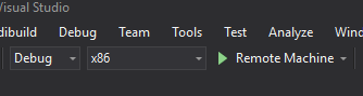 Screenshot that shows where to select x86 and Remote Machine.