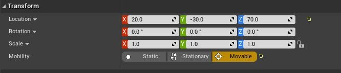 Tranform settings with mobility property highlighted