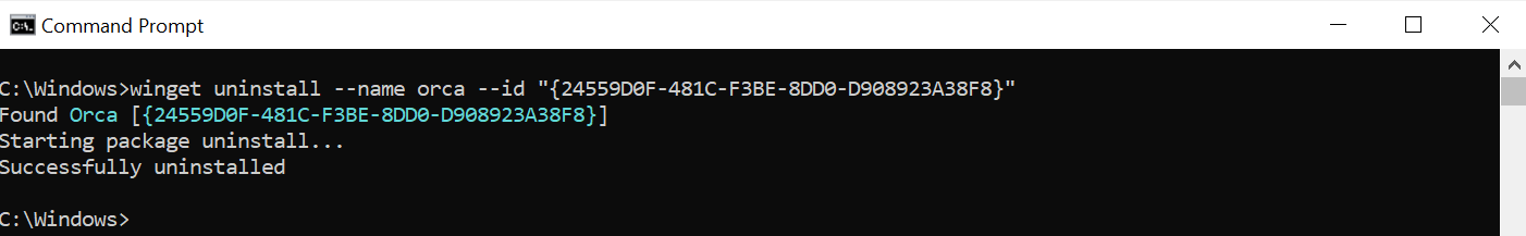Image of uninstall command example