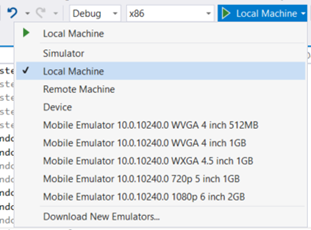 Debug device target list