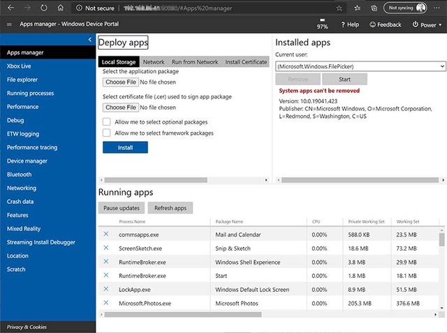 Windows Device Portal