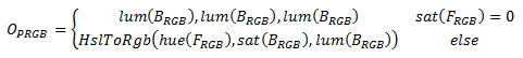 Mathematical formula for a hue blend effect.