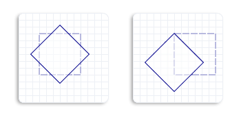 illustration of a square rotated clockwise 45 degrees about a different center point