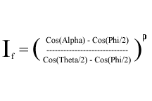 formula for light intensity at vertex, after falloff