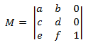 Shows an affine transform for 2-D space.