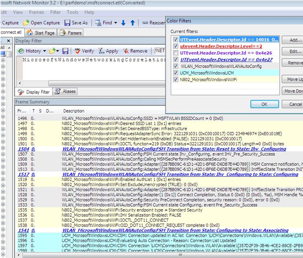 Screenshot that shows an example of different providers marked in different colors.