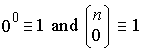 Equations showing equivalence to 1.