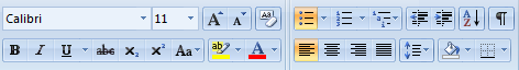 screen shot of a character-formatting ribbon 