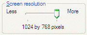 screen shot of a slider that is used to set screen resolution