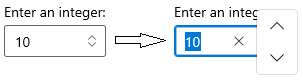 NumberBox showing both visual states for Compact spin buttons