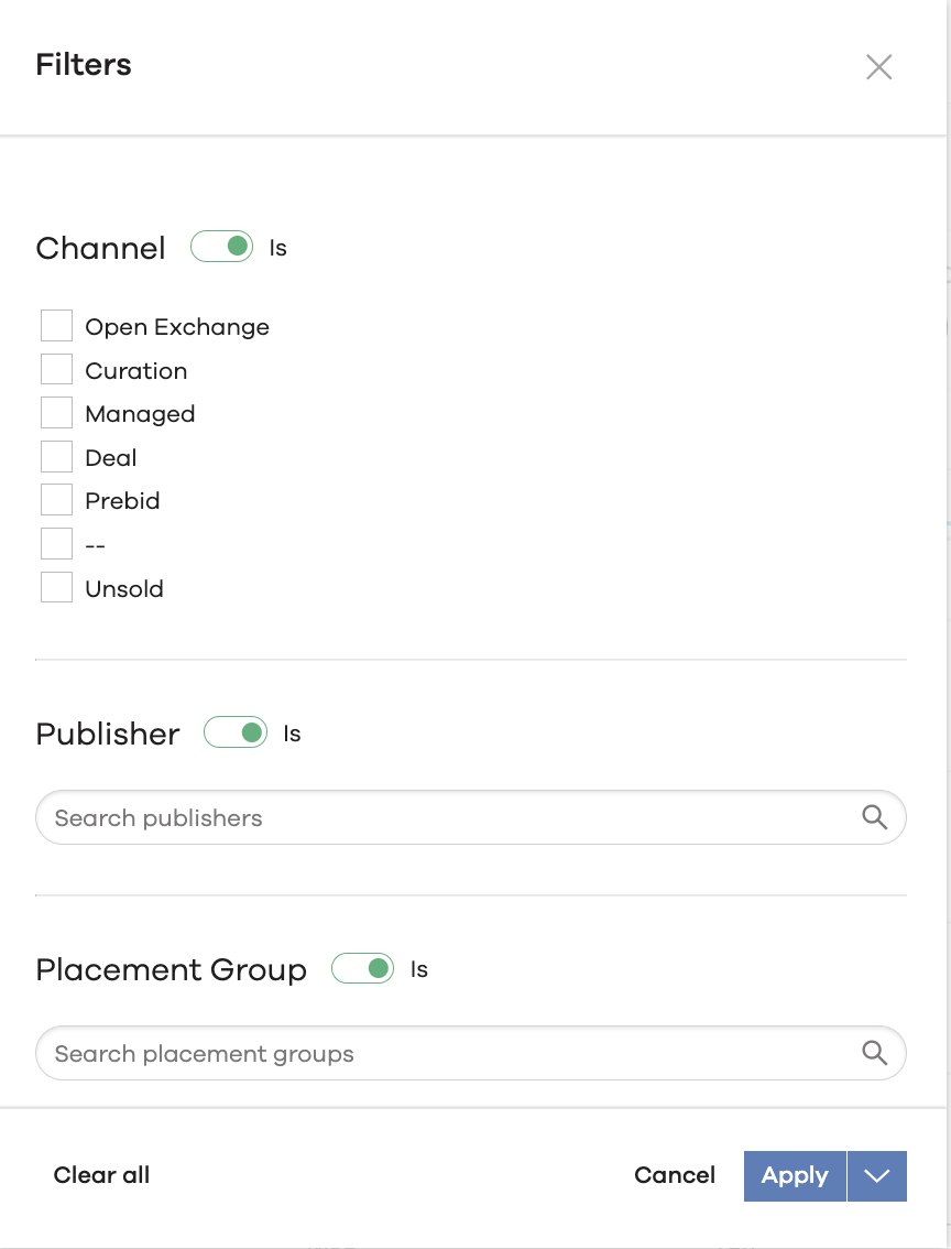 Screenshot of each Insight tab which has granular filtering.