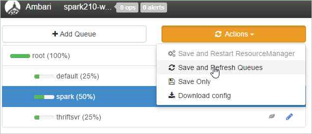 Seleccione Save and Refresh Queues (Guardar y actualizar colas).