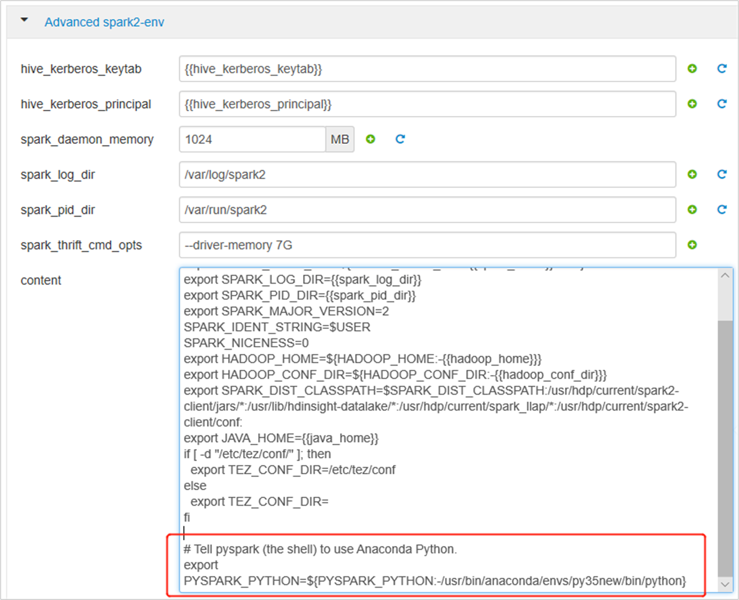 Change Spark config through Ambari.