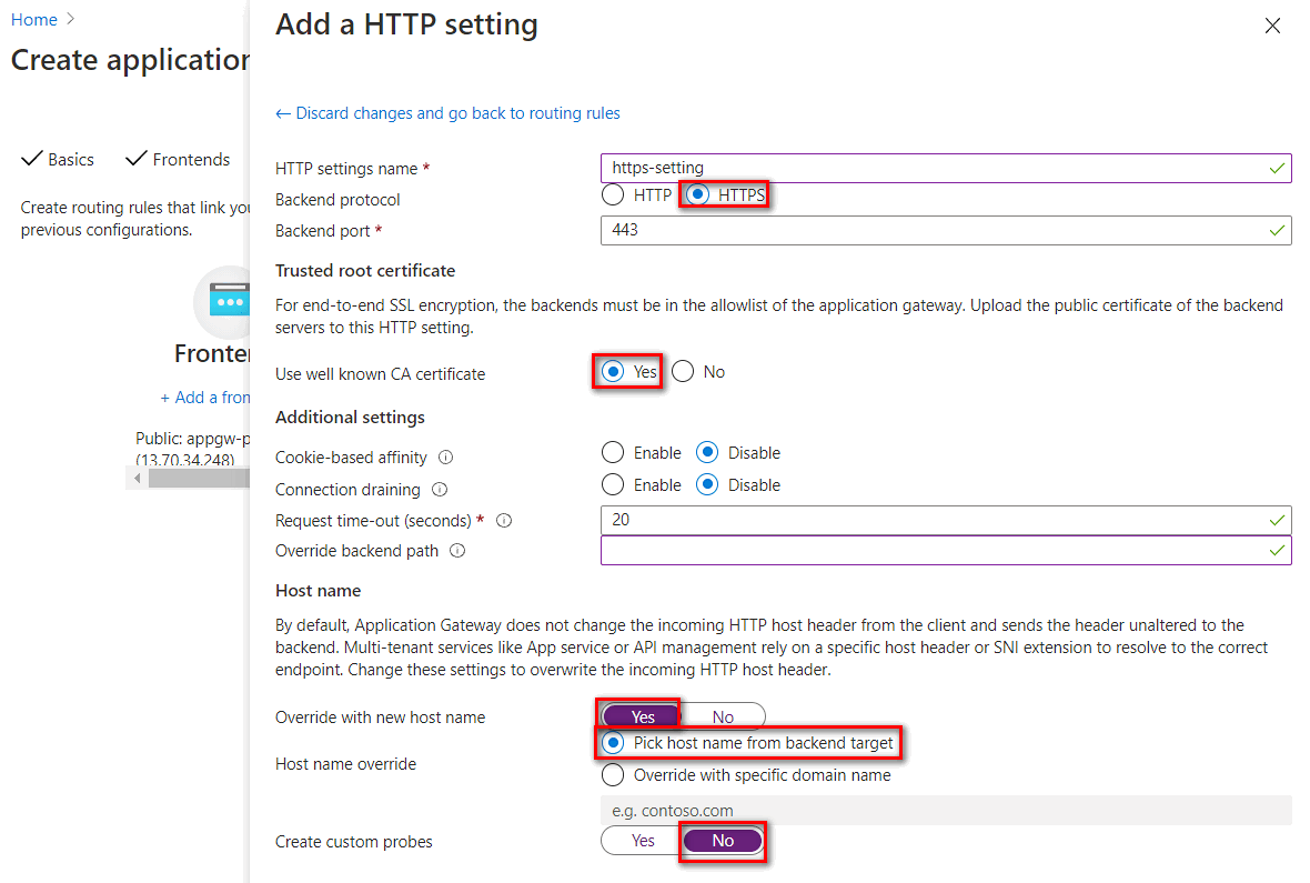 Captura de pantalla del cuadro de diálogo **Agregar una configuración de H T T P**.