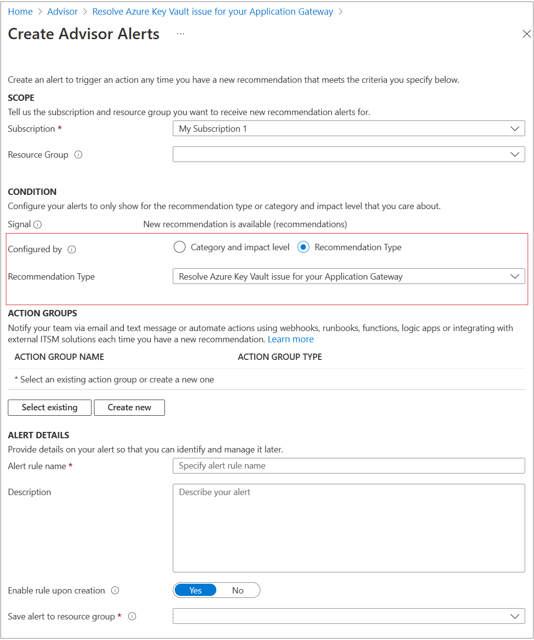 Diagrama que muestra los pasos de la alerta de Advisor.