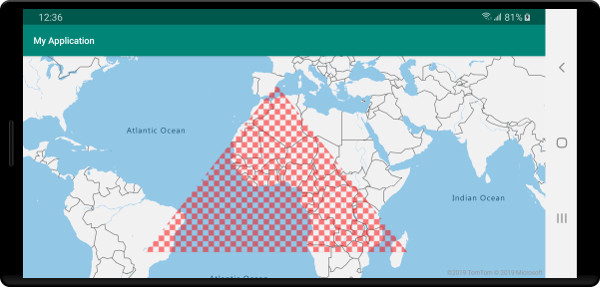 Polígono con un patrón de relleno representado en el mapa.