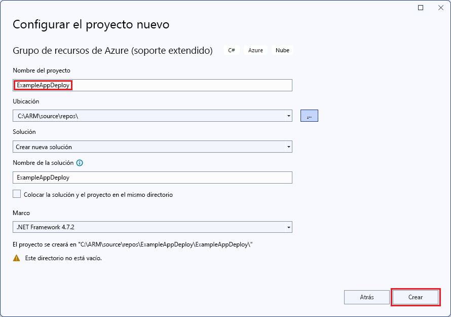 Captura de pantalla de la ventana de nomenclatura de proyectos en Visual Studio.