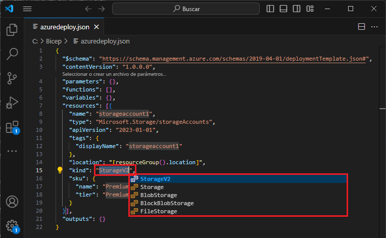 Captura de pantalla que muestra cómo se puede usar la tecla TAB para desplazarse por la configuración de recursos.