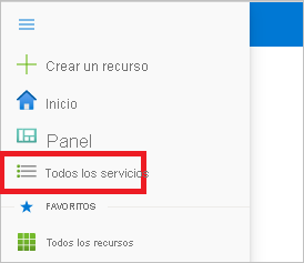 Captura de pantalla en la que se muestra la selección Todos los servicios.