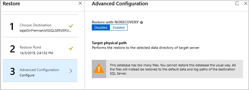 Restauración de bases de datos con archivos de gran tamaño