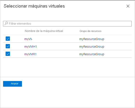 Selección de las máquinas virtuales cifradas