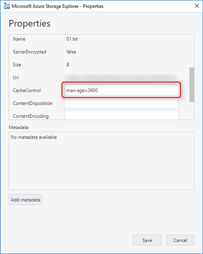 Propiedades del Explorador de Azure Storage