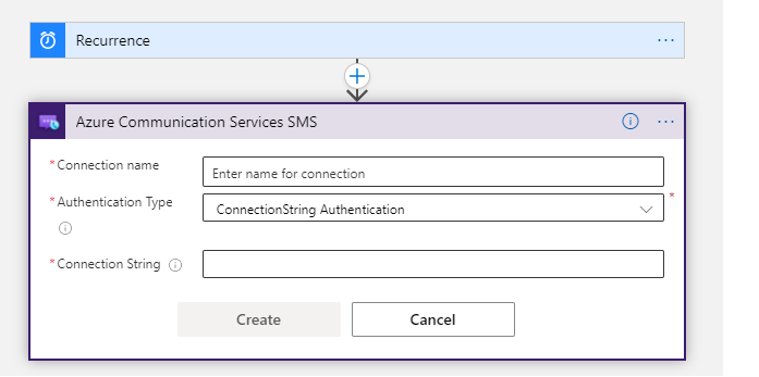 Captura de pantalla que muestra la configuración de la autenticación de la cadena de conexión.